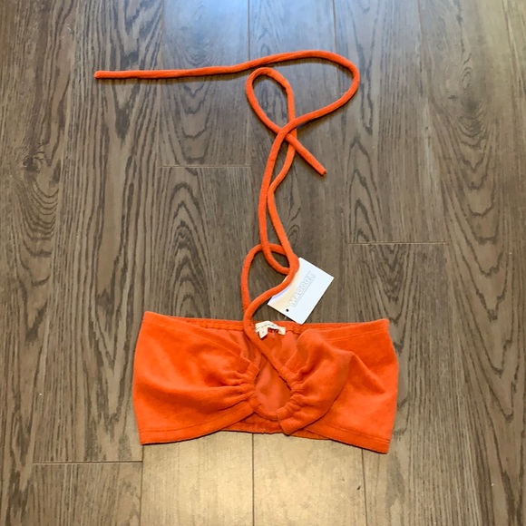 Orange Terry Crop Top - Picture 4 of 7